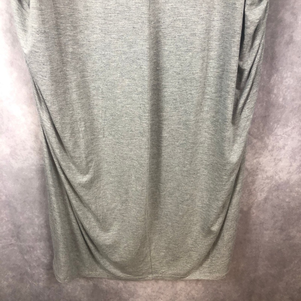 Lane Bryant Midi Dress 22 / 24 Gray Ruched High Neck Short Sleeve Stretch NEW! - Picture 8 of 13